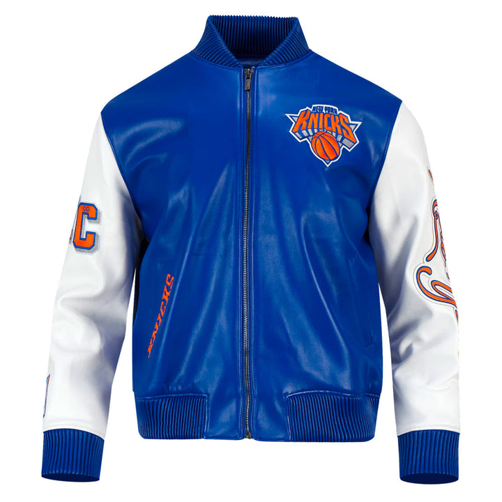 NBA NEW YORK KNICKS CITY SIGNATURE MEN'S LEATHER VARSITY JACKET