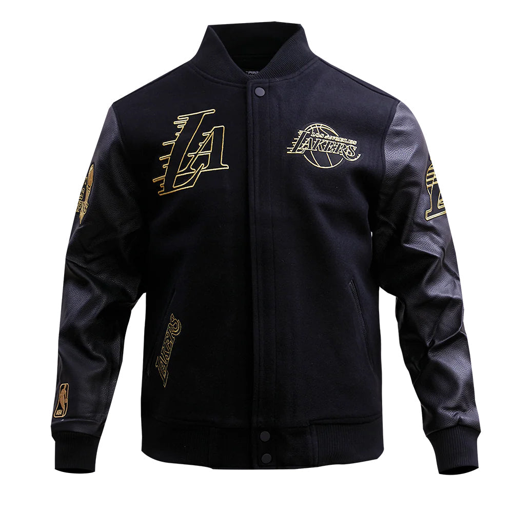 NBA LOS ANGELES LAKERS BLACK & GOLD MEN'S WOOL VARSITY JACKET