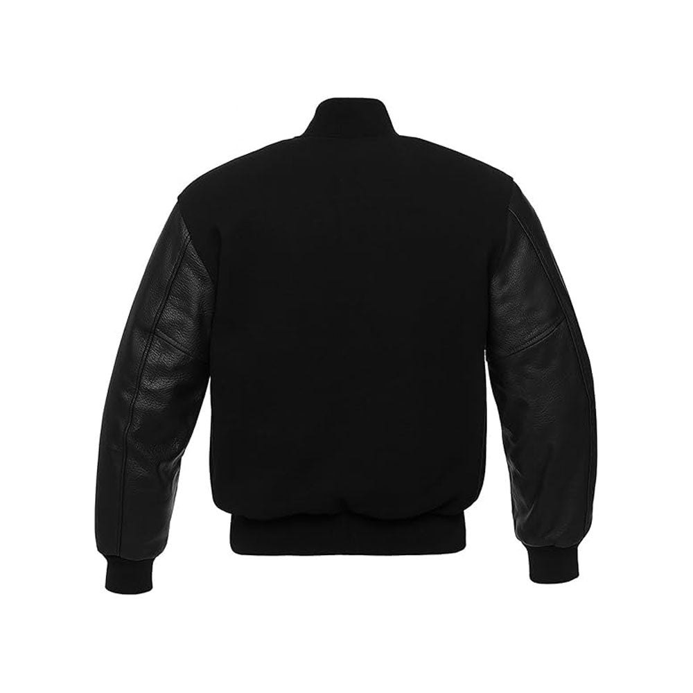 Sport-Inspired Varsity Jacket with Authentic Leather Sleeves