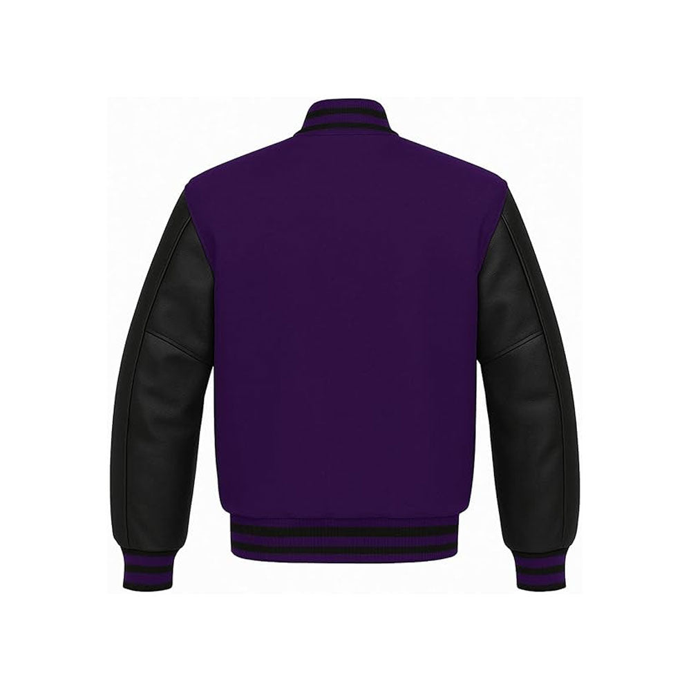 Heavyweight Wool Varsity Jacket with Polished Leather Arms