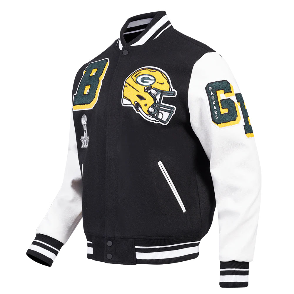 NFL GREEN BAY PACKERS MASHUP MEN'S RIB WOOL VARSITY JACKET