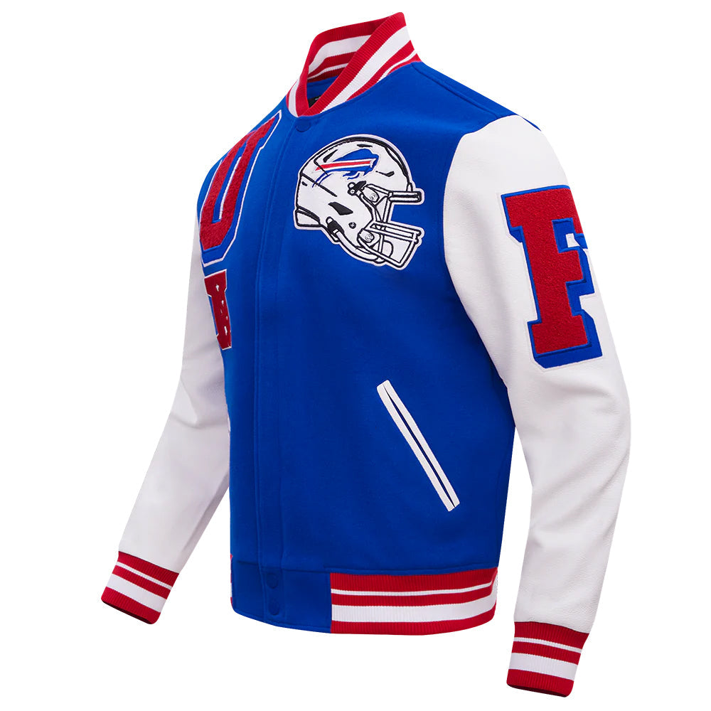 NFL BUFFALO BILLS MASHUP MEN'S RIB WOOL VARSITY JACKET