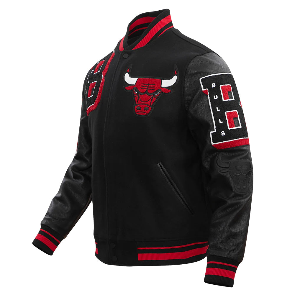 NBA CHICAGO BULLS MASHUP MEN'S RIB WOOL VARSITY JACKET