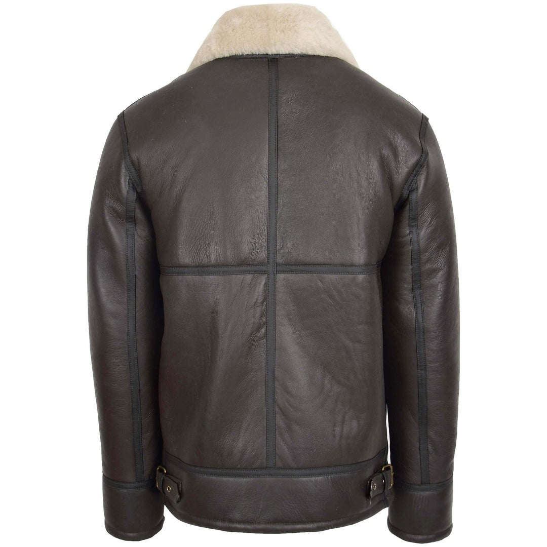 Mens Top Gun Style Sheepskin Jacket Oscar Brown White