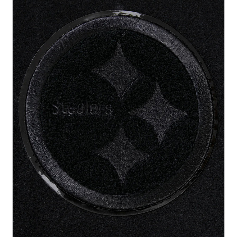 NFL PITTSBURGH STEELERS TRIPLE BLACK MEN'S MEN'S WOOL VARSITY JACKET