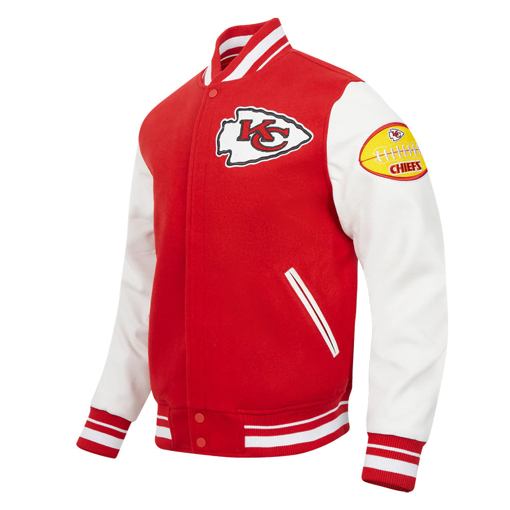 NFL KANSAS CITY CHIEFS OLD ENGLISH MEN'S RIB WOOL VARSITY JACKET
