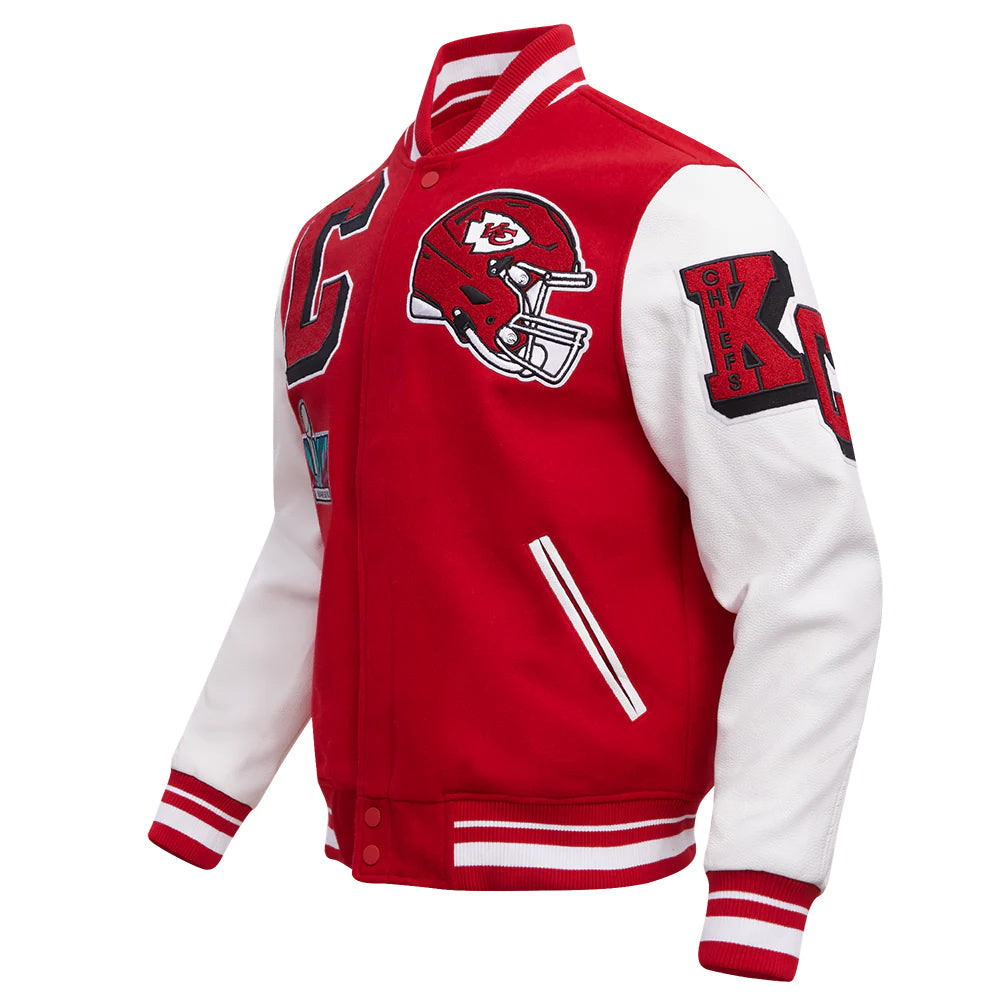 NFL KANSAS CITY CHIEFS MASHUP MEN'S RIB WOOL VARSITY JACKET
