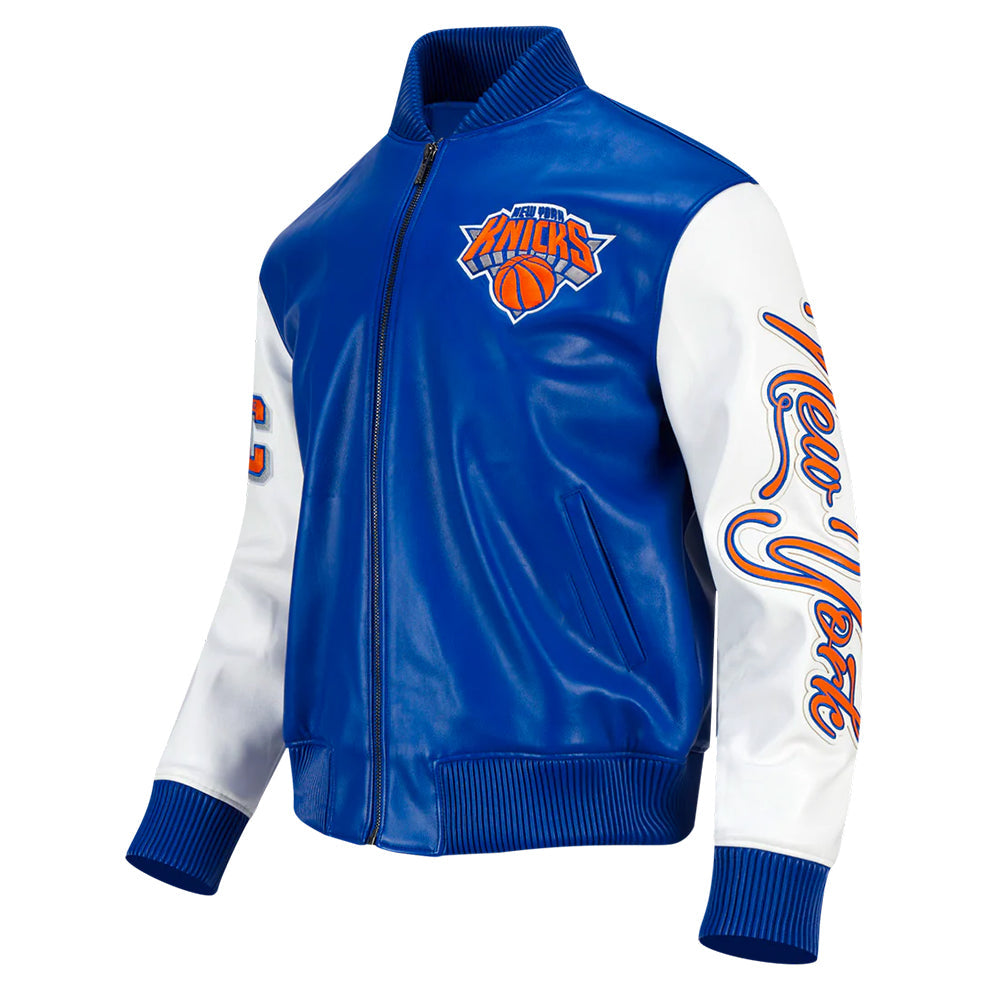 NBA NEW YORK KNICKS CITY SIGNATURE MEN'S LEATHER VARSITY JACKET