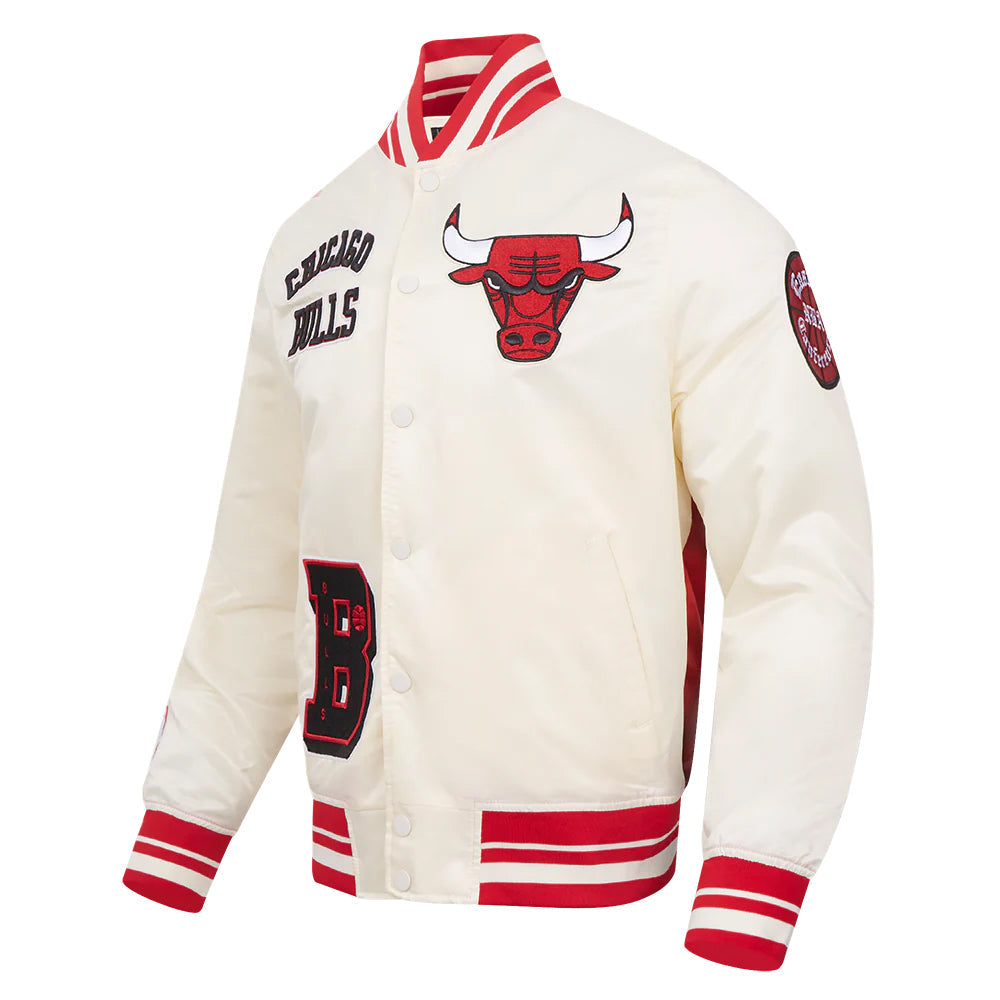 NBA CHICAGO BULLS SUBLIMATED MEN'S SATIN JACKET-WHITE