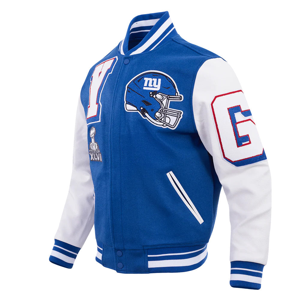 NFL NEW YORK GIANTS MASHUP MEN'S RIB WOOL VARSITY JACKET