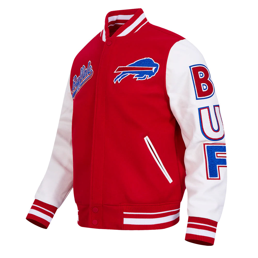 NFL BUFFALO BILLS SCRIPT TAIL MEN'S RIB WOOL VARSITY JACKET