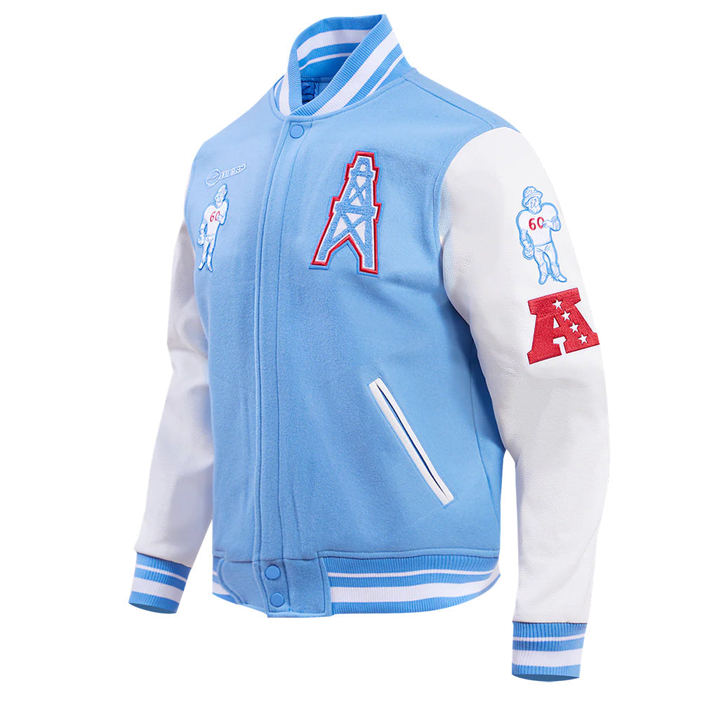 NFL HOUSTON OILERS RETRO CLASSIC MEN'S RIB WOOL VARSITY JACKET