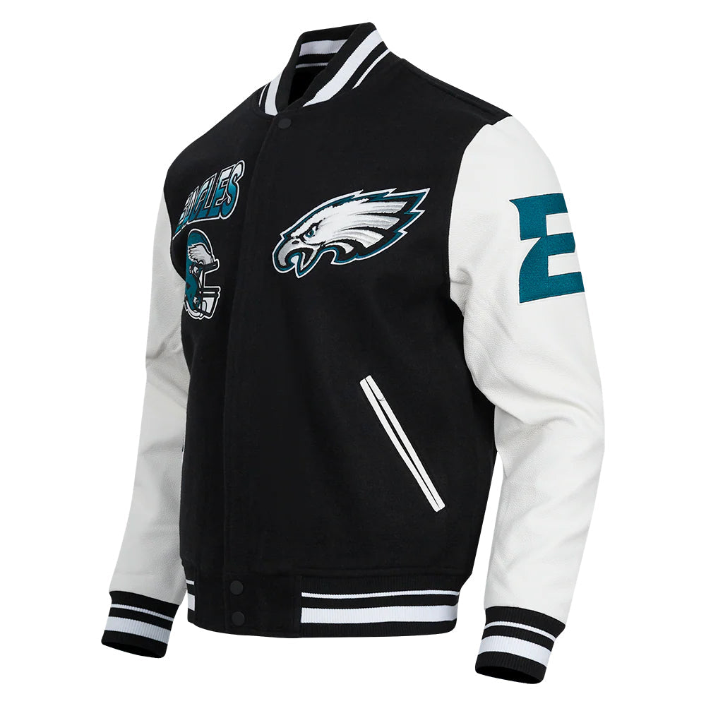 NFL PHILADELPHIA EAGLES TURN IT UP MEN'S RIB WOOL VARSITY JACKET
