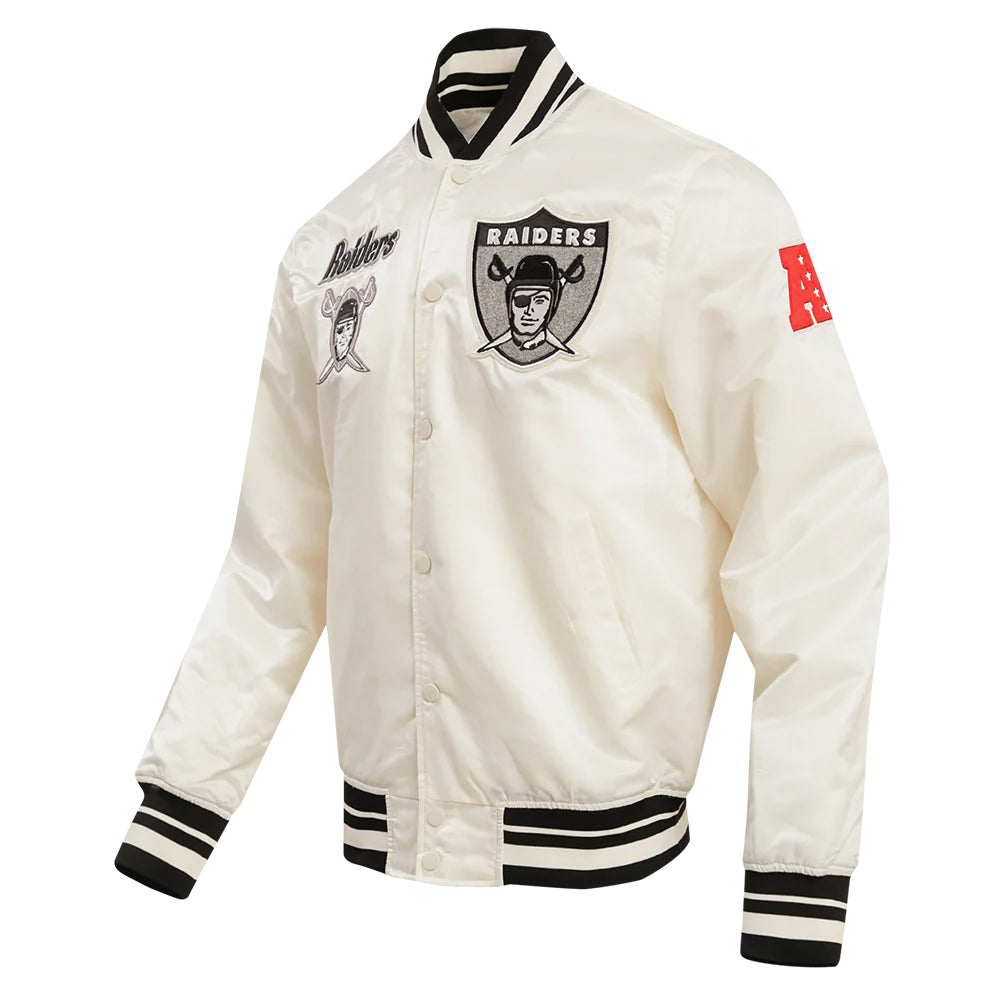 NFL LAS VEGAS RAIDERS RETRO CLASSIC MEN'S RIB SATIN JACKET