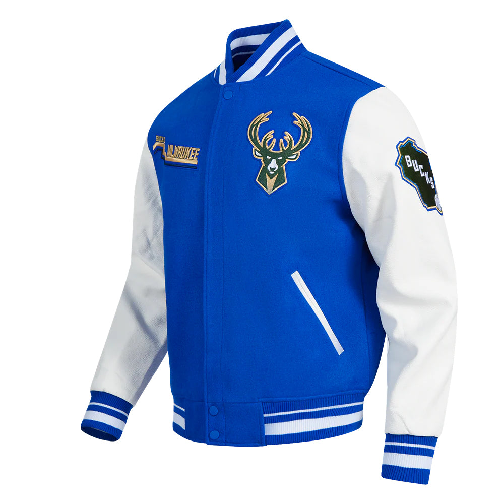NBA MILWAUKEE BUCKS CITY EDITION 24-25 MEN'S RIB WOOL VARSITY JACKET