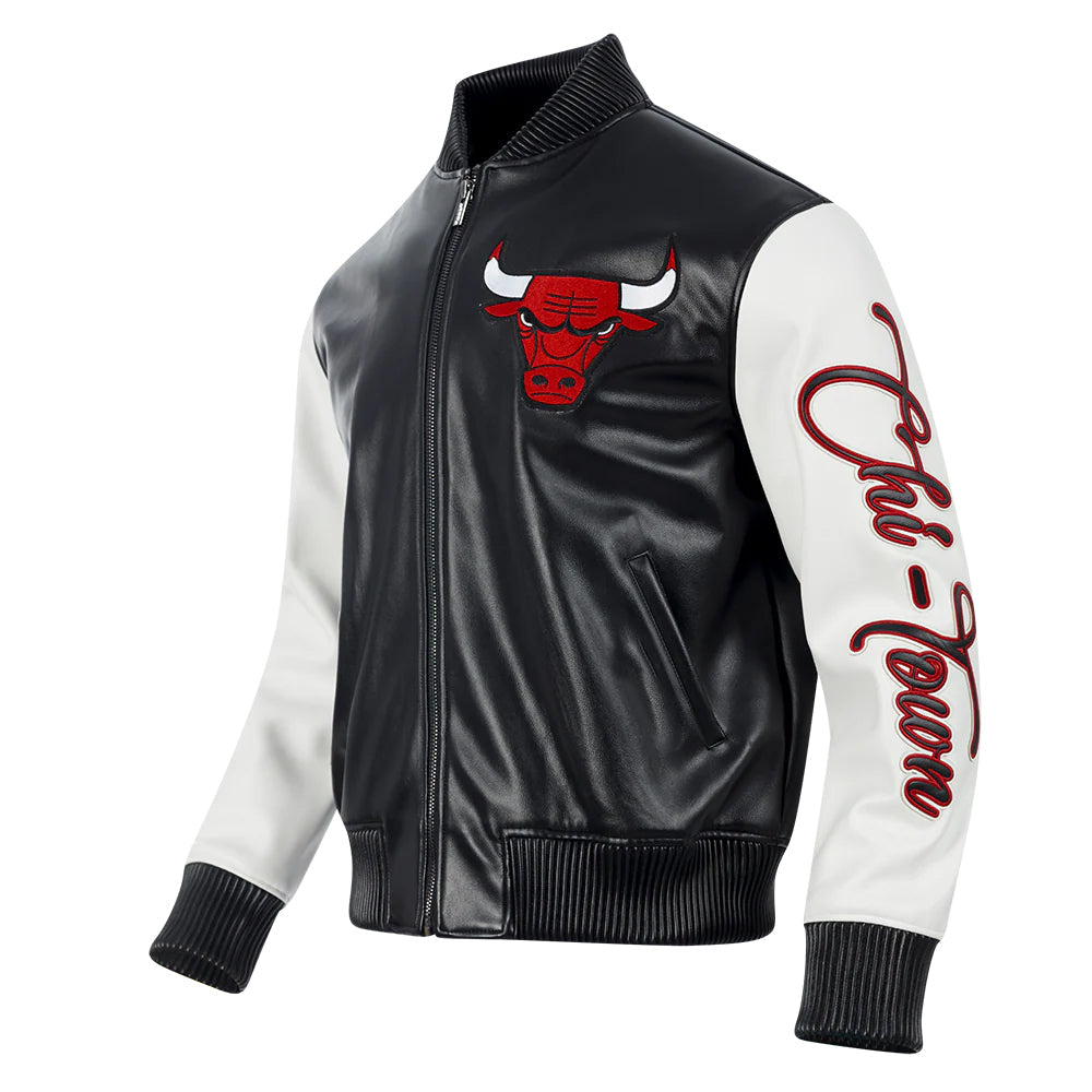 NBA CHICAGO BULLS CITY SIGNATURE MEN'S LEATHER VARSITY JACKET