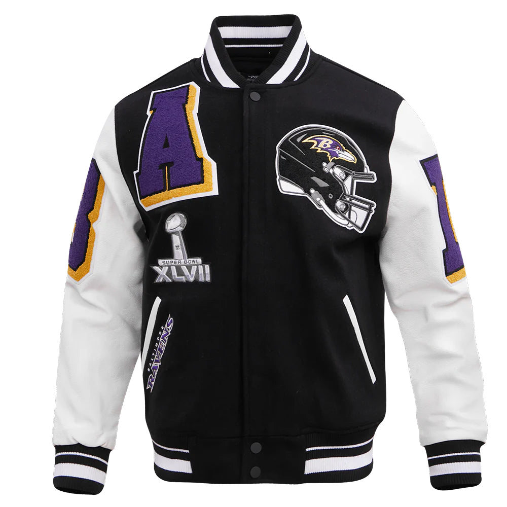 NFL BALTIMORE RAVENS MASHUP MEN'S RIB WOOL VARSITY JACKET