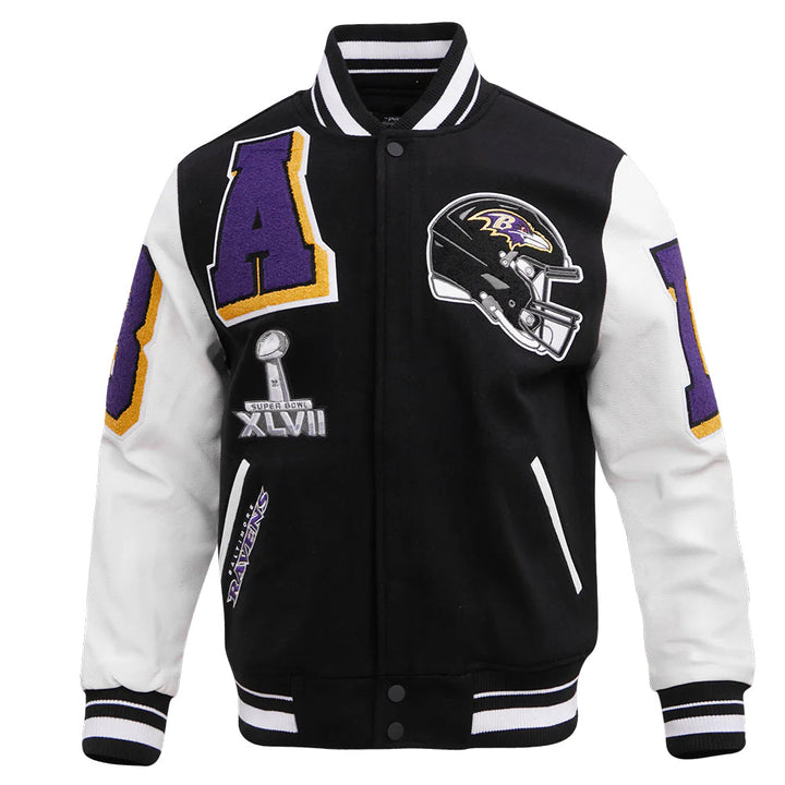 NFL BALTIMORE RAVENS MASHUP MEN'S RIB WOOL VARSITY JACKET