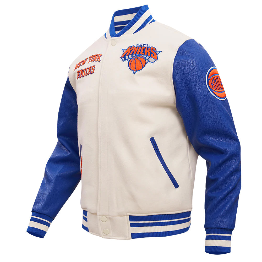 NBA NEW YORK KNICKS RETRO CLASSIC MEN'S RIB WOOL VARSITY JACKET
