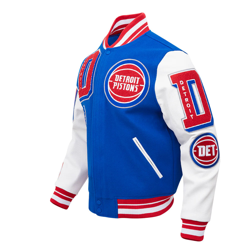NBA DETROIT PISTONS MASHUP MEN'S RIB WOOL VARSITY JACKET