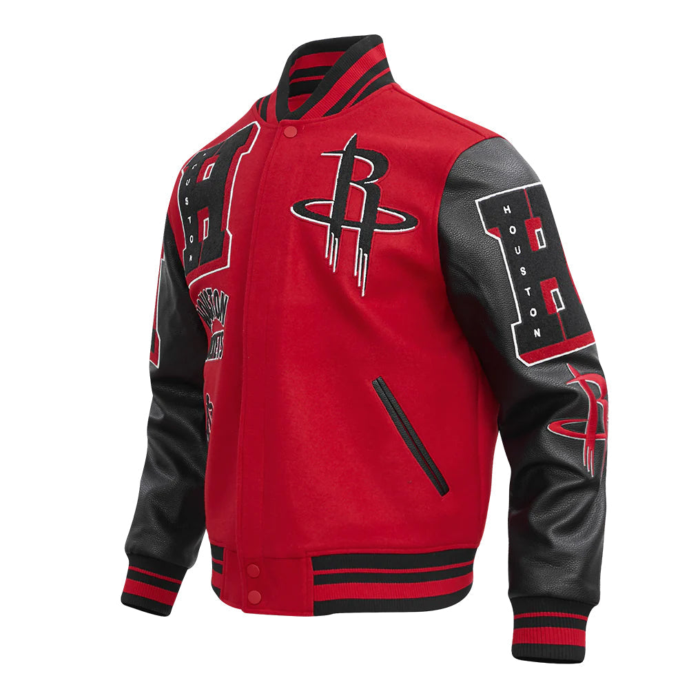 NBA HOUSTON ROCKETS MASHUP MEN'S RIB WOOL VARSITY JACKET