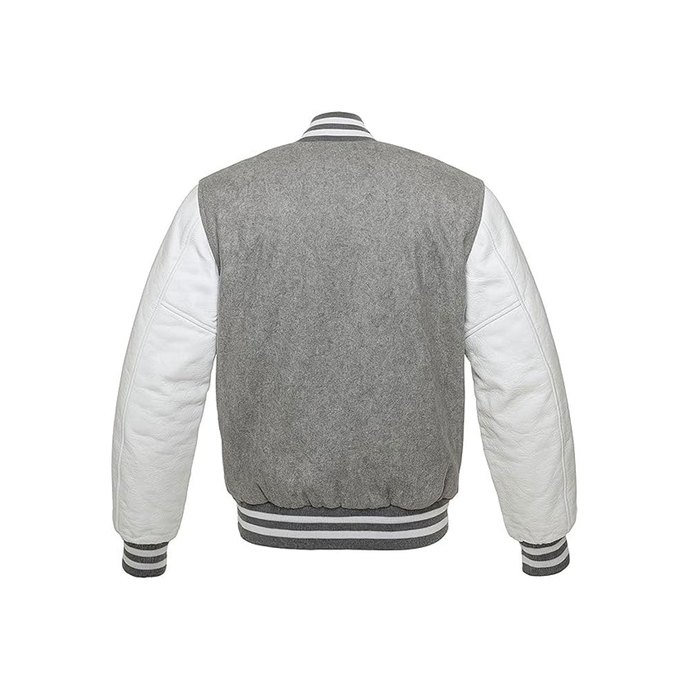 Deluxe Wool Varsity Jacket Featuring Premium Leather Arms