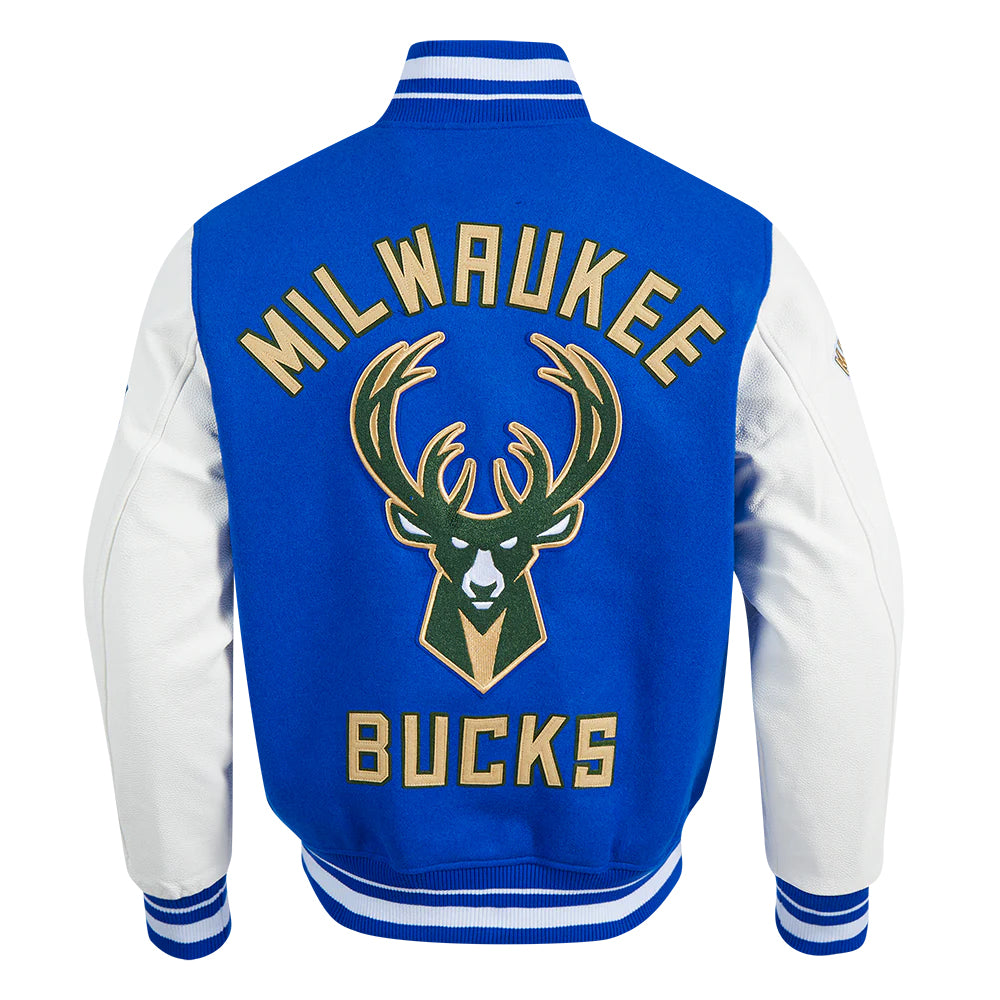 NBA MILWAUKEE BUCKS CITY EDITION 24-25 MEN'S RIB WOOL VARSITY JACKET