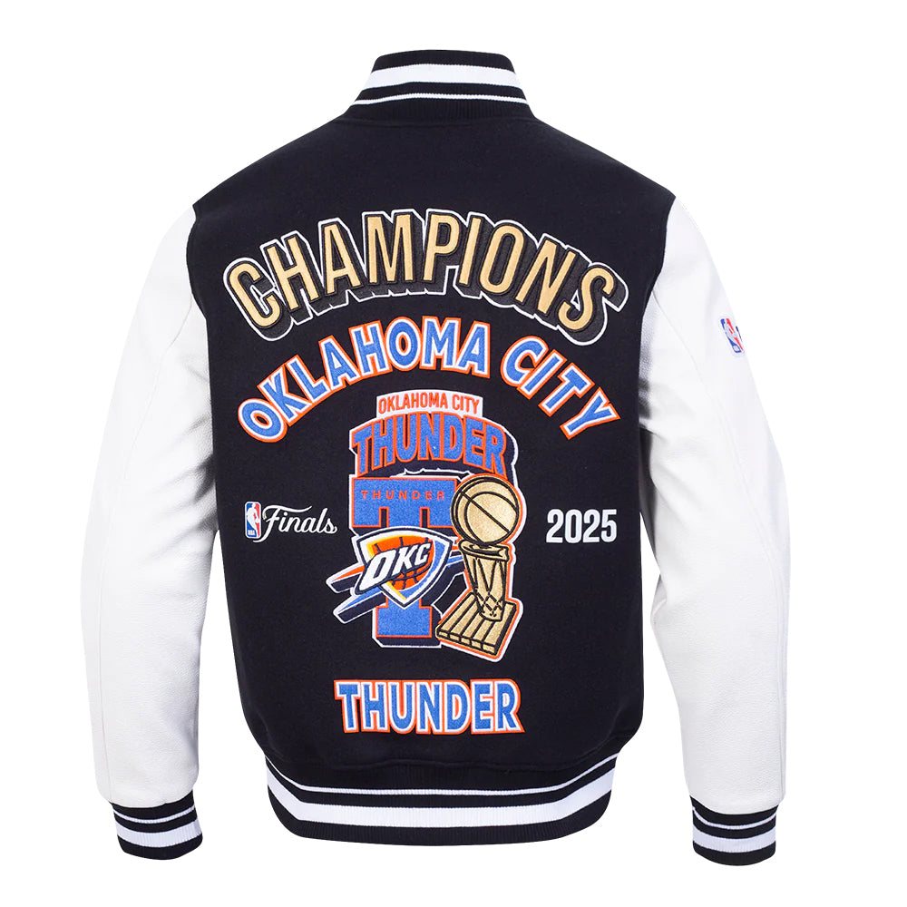 OKLAHOMA CITY THUNDER NBA FINALS 2025 MEN'S RIB WOOL VARSITY JACKET