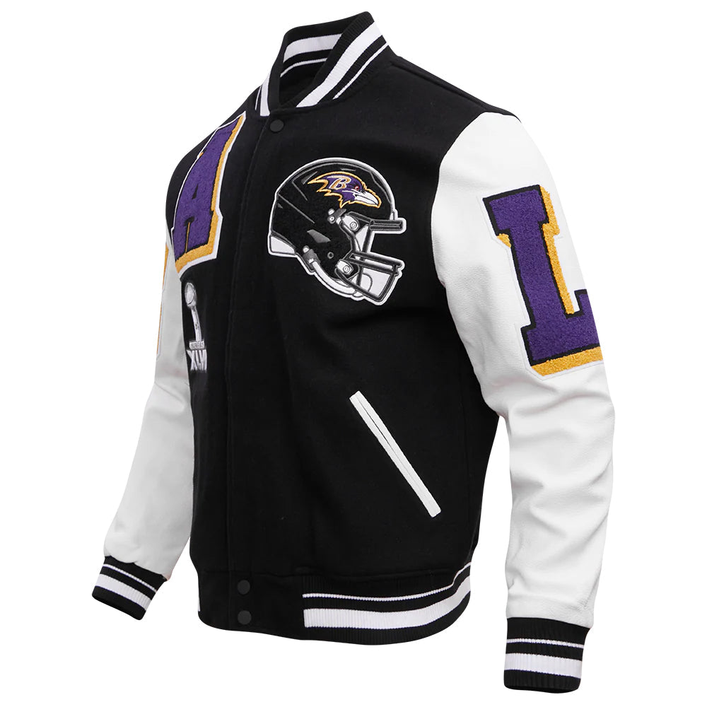 NFL BALTIMORE RAVENS MASHUP MEN'S RIB WOOL VARSITY JACKET