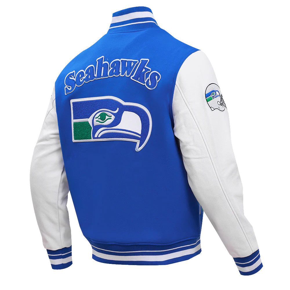 NFL SEATTLE SEAHAWKS RETRO CLASSIC MEN'S RIB WOOL VARSITY JACKET