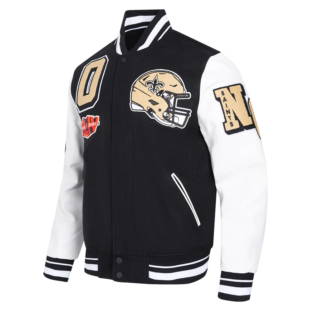 NFL NEW ORLEANS SAINTS MASHUP MEN'S RIB WOOL VARSITY JACKET