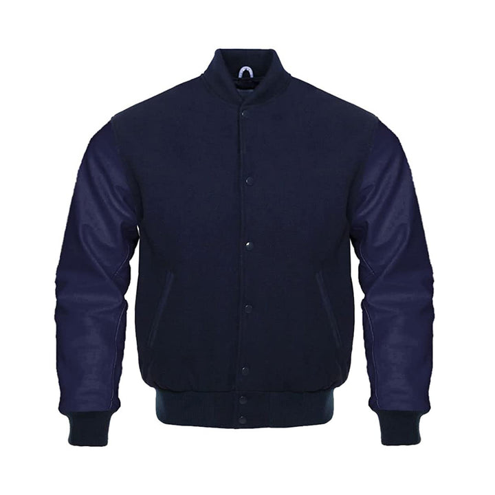 Modern Athletic Varsity Jacket With Leather Sleeves