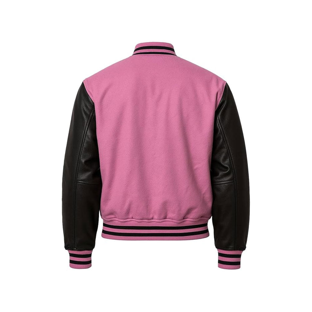 Contemporary College Jacket Accented with Genuine Leather Arms