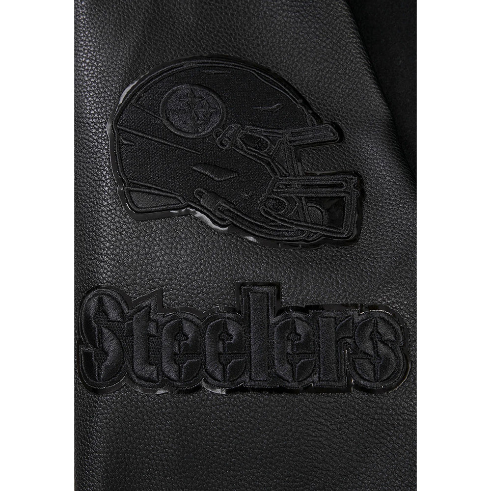 NFL PITTSBURGH STEELERS TRIPLE BLACK MEN'S MEN'S WOOL VARSITY JACKET