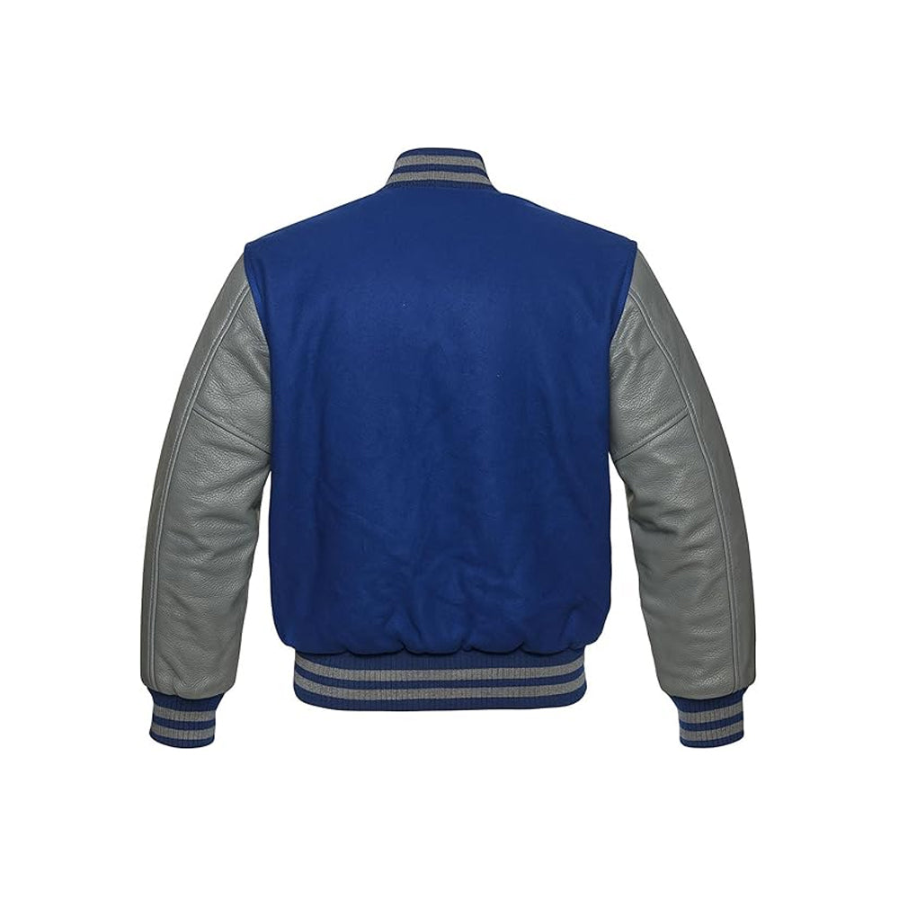 Vintage-Style Letterman Jacket with Contrast Leather Arms