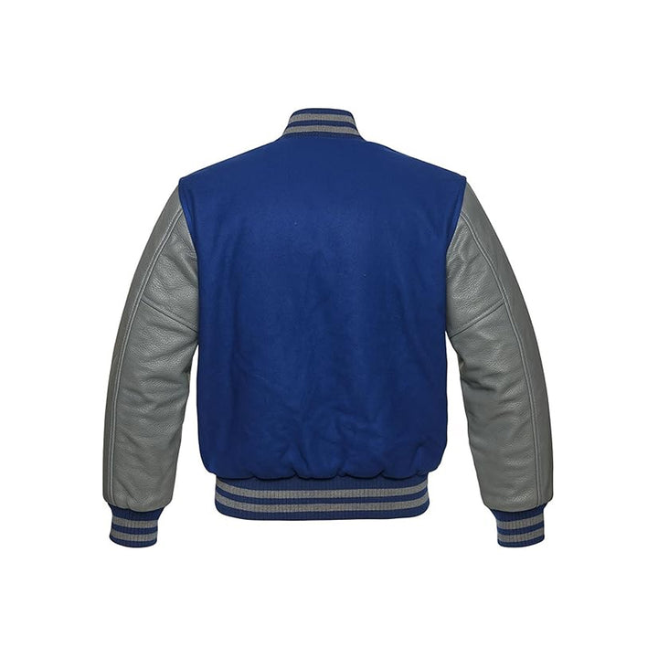 Vintage-Style Letterman Jacket with Contrast Leather Arms