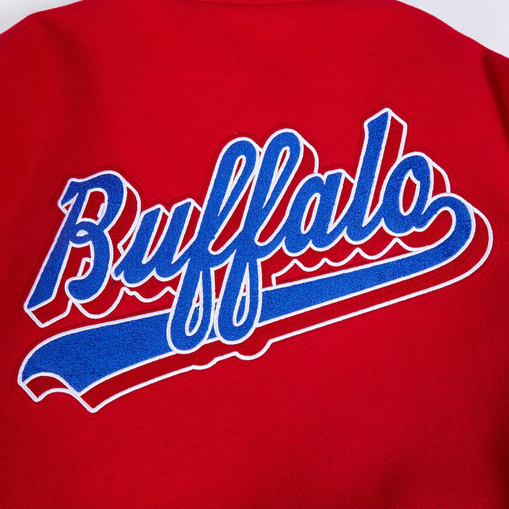 NFL BUFFALO BILLS SCRIPT TAIL MEN'S RIB WOOL VARSITY JACKET