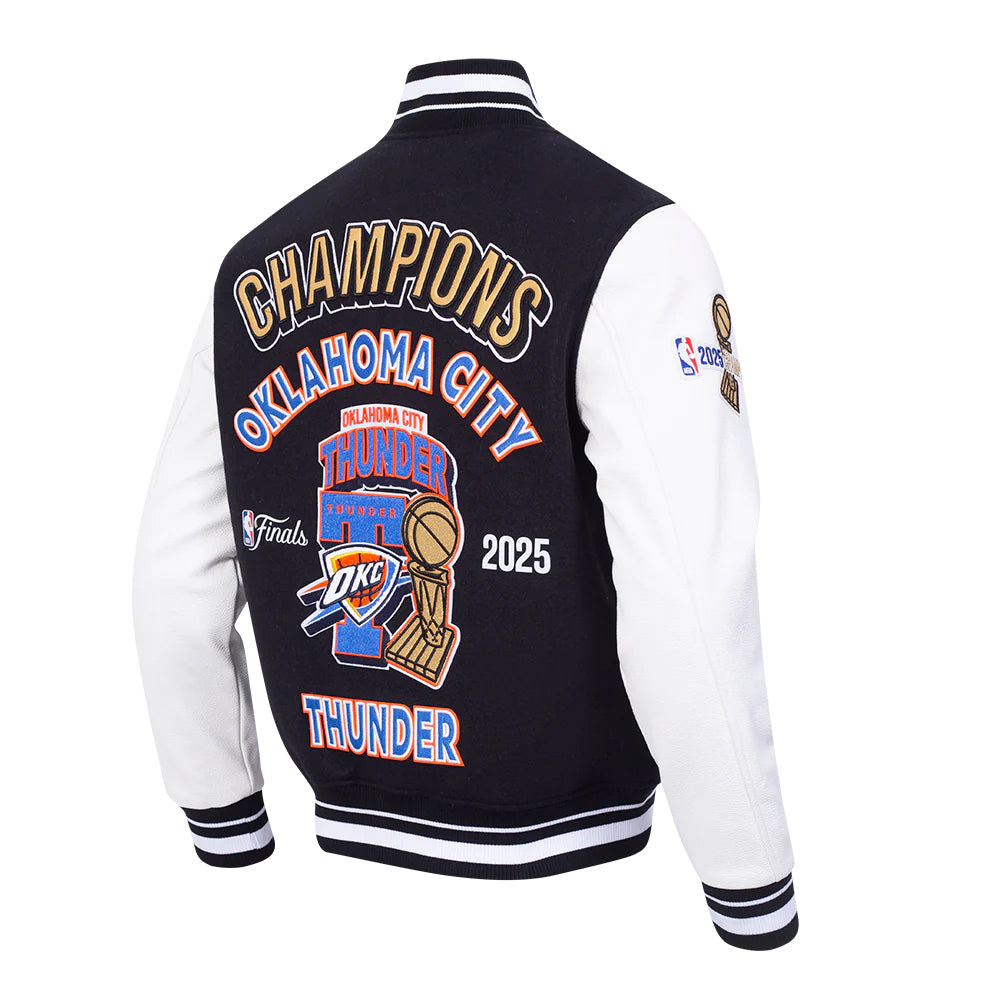 OKLAHOMA CITY THUNDER NBA FINALS 2025 MEN'S RIB WOOL VARSITY JACKET