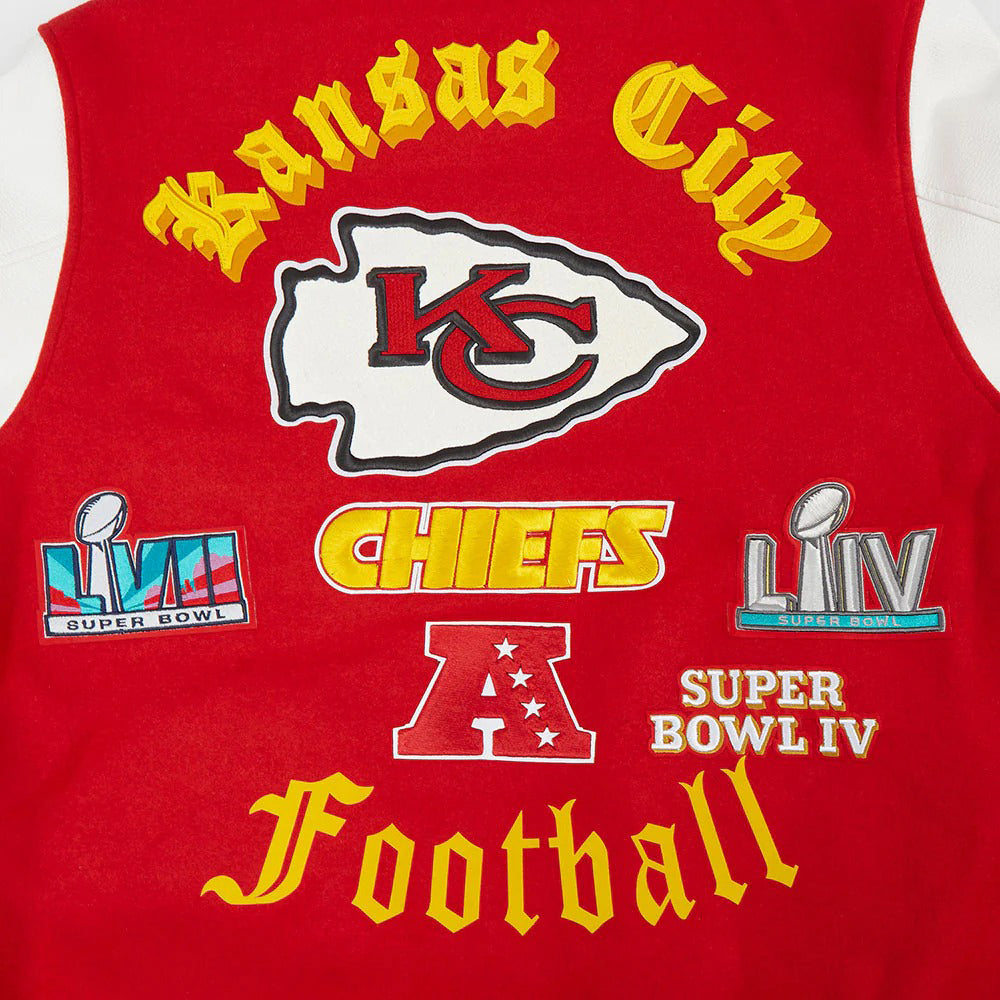 NFL KANSAS CITY CHIEFS OLD ENGLISH MEN'S RIB WOOL VARSITY JACKET