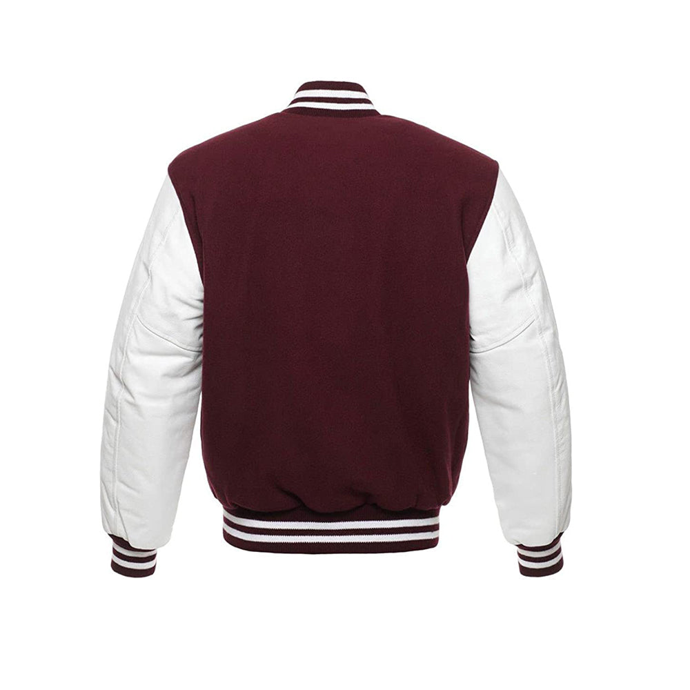 Minimalist Varsity Jacket With Leather Sleeves