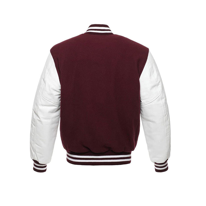 Minimalist Varsity Jacket With Leather Sleeves