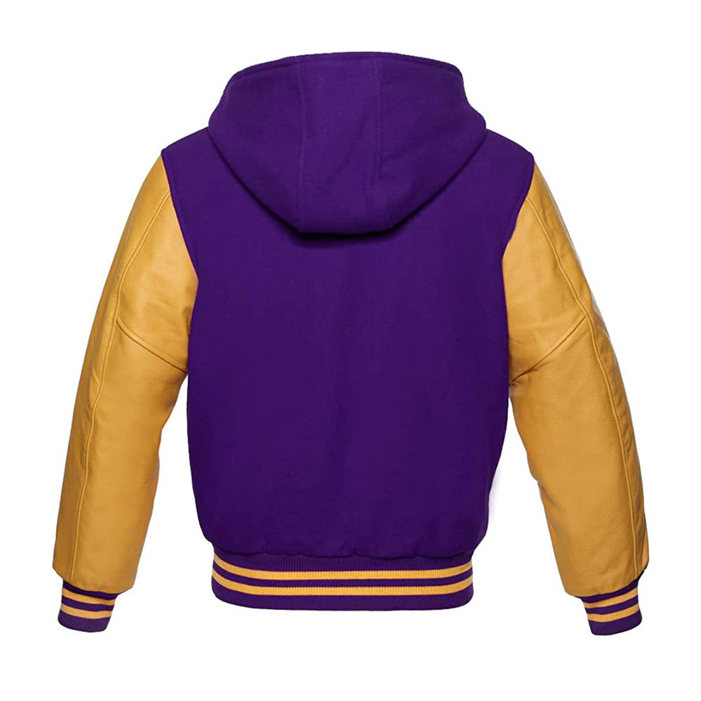 Modren Hoodie Varsity Jacket With Leather Sleeves