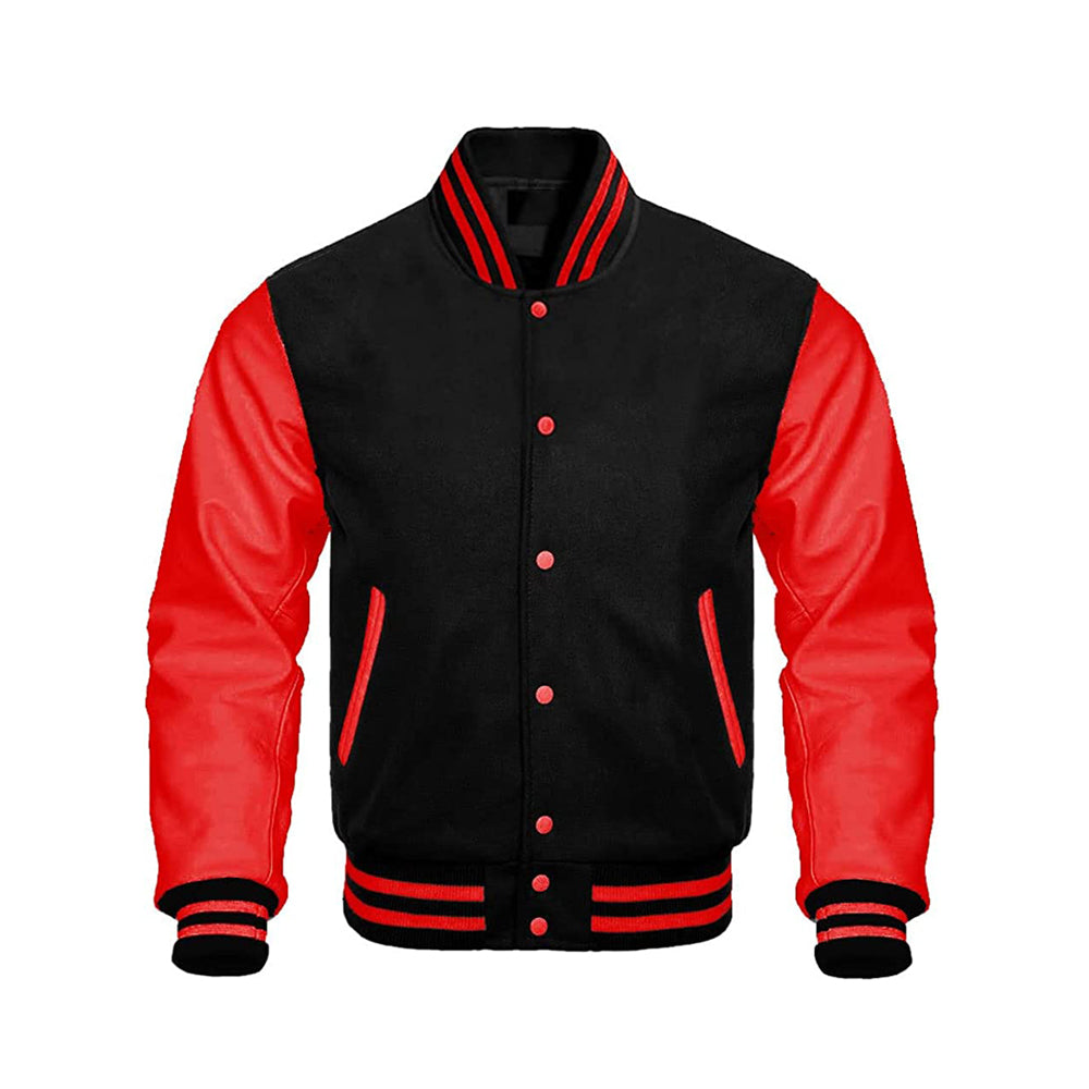 High Comfort Varsity Jacket With Leather Sleeves