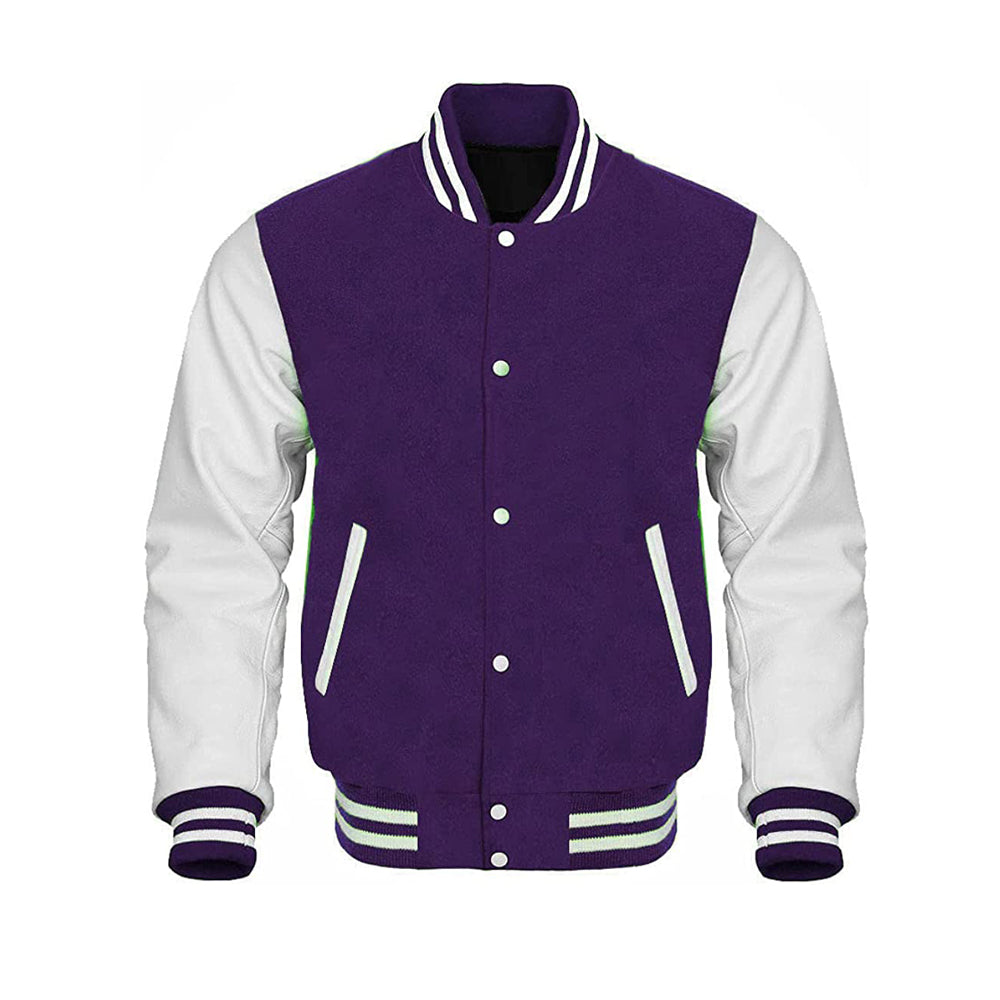 Modern Athletic Varsity Jacket With Leather Sleeves
