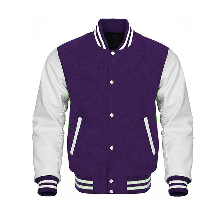 Modern Athletic Varsity Jacket With Leather Sleeves