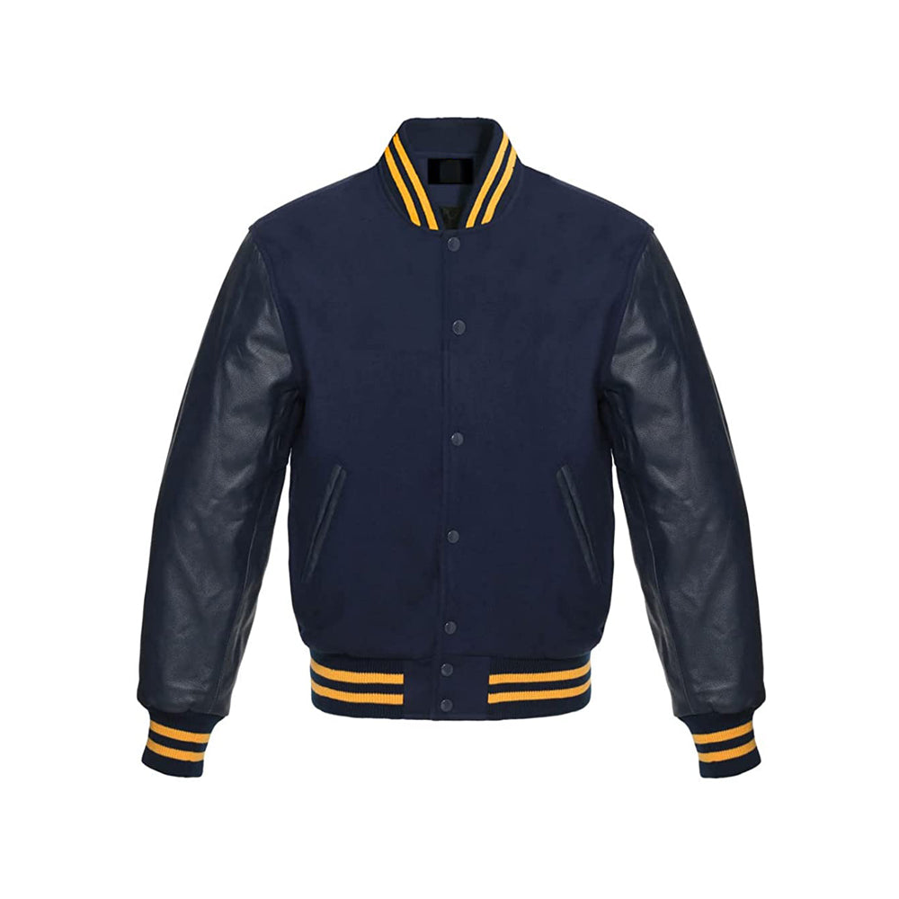 Thick Wool Varsity Jacket With High Quality Leather Arms