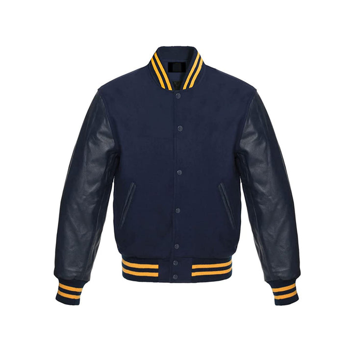 Thick Wool Varsity Jacket With High Quality Leather Arms
