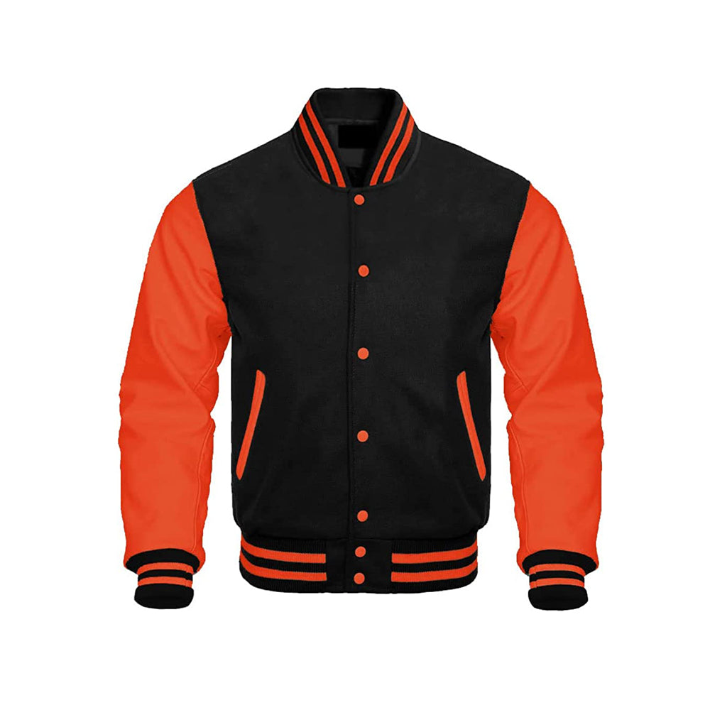 Stylish Varsity Jacket With Leather Sleeves