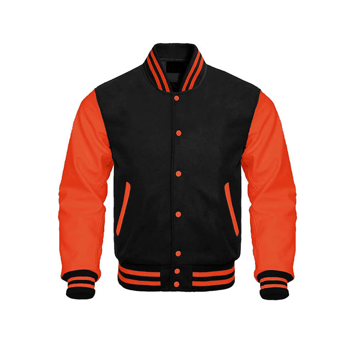Stylish Varsity Jacket With Leather Sleeves