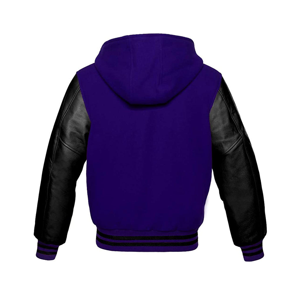 Modren Hoodie Varsity Jacket With Leather Sleeves